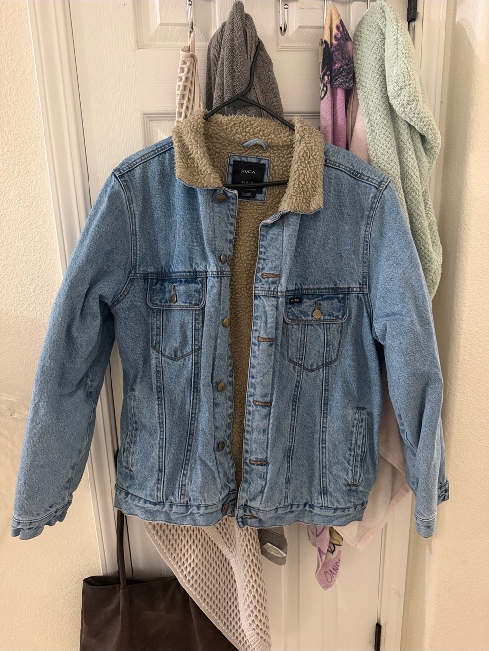 RVCA Light Blue Denim Jacket with Cream Sherpa Lining